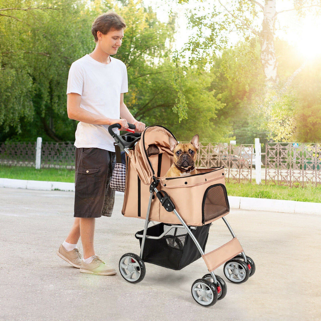 Foldable Pet Stroller 4-Wheel Travel Carrier